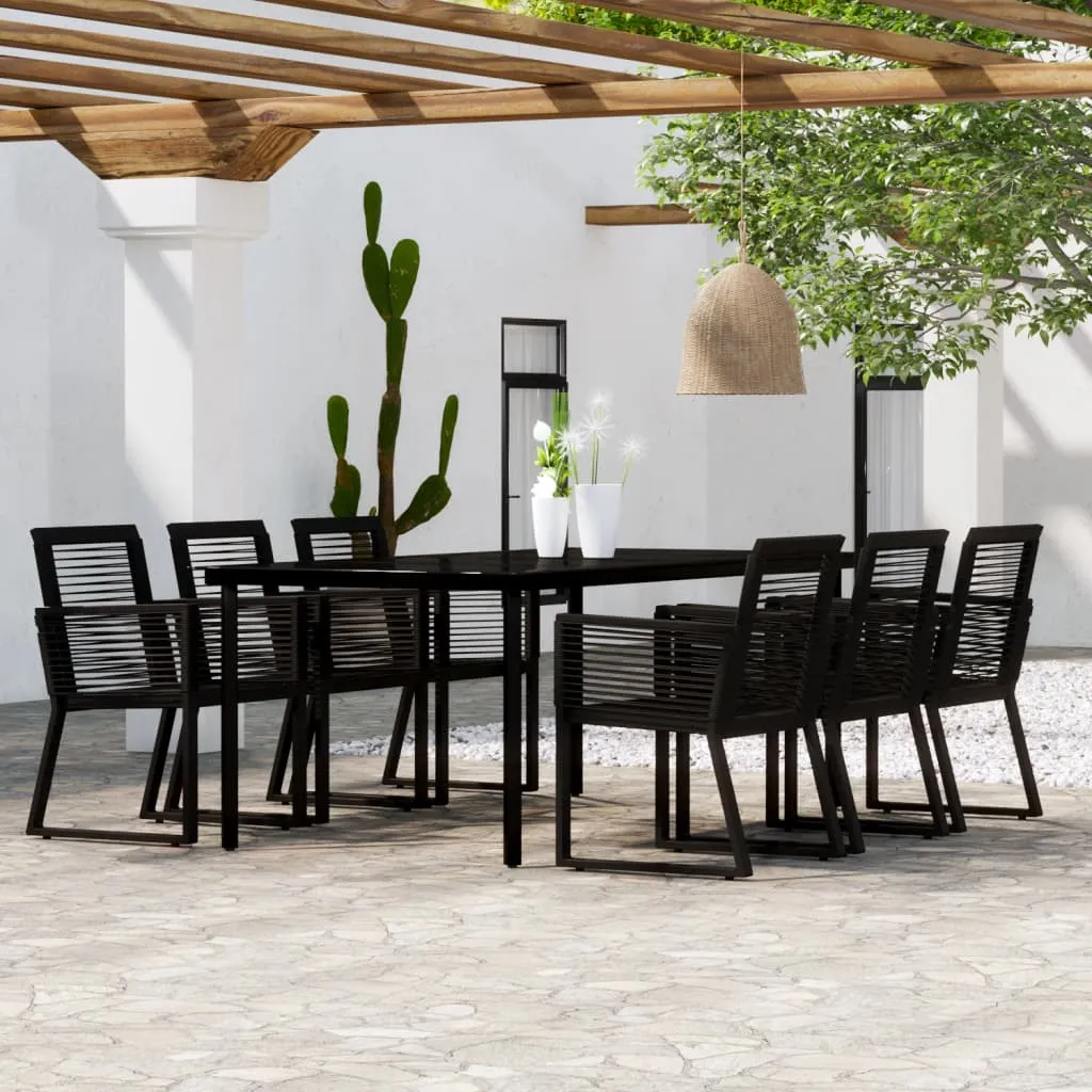 vidaXL Set Mobili da Pranzo per Giardino 7 pz Nero