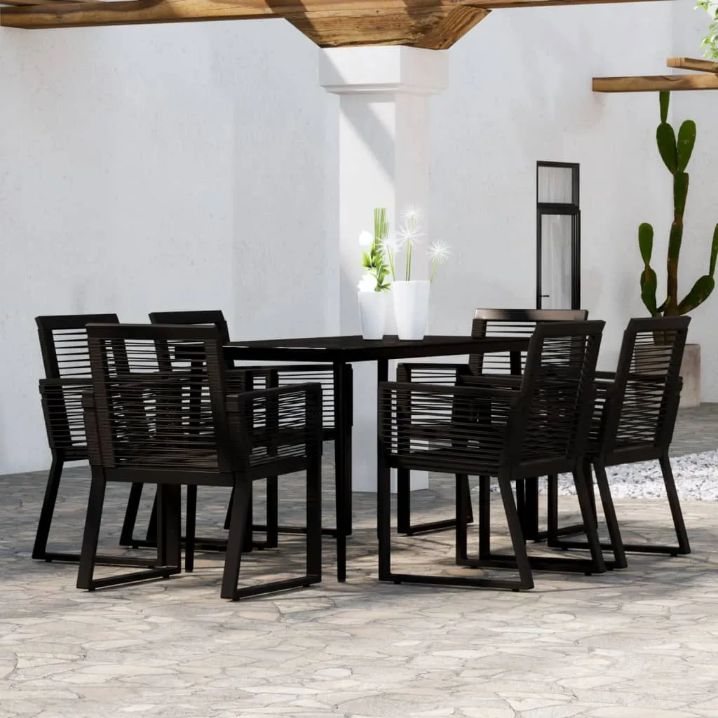 vidaXL Set Mobili da Pranzo per Giardino 7 pz Nero