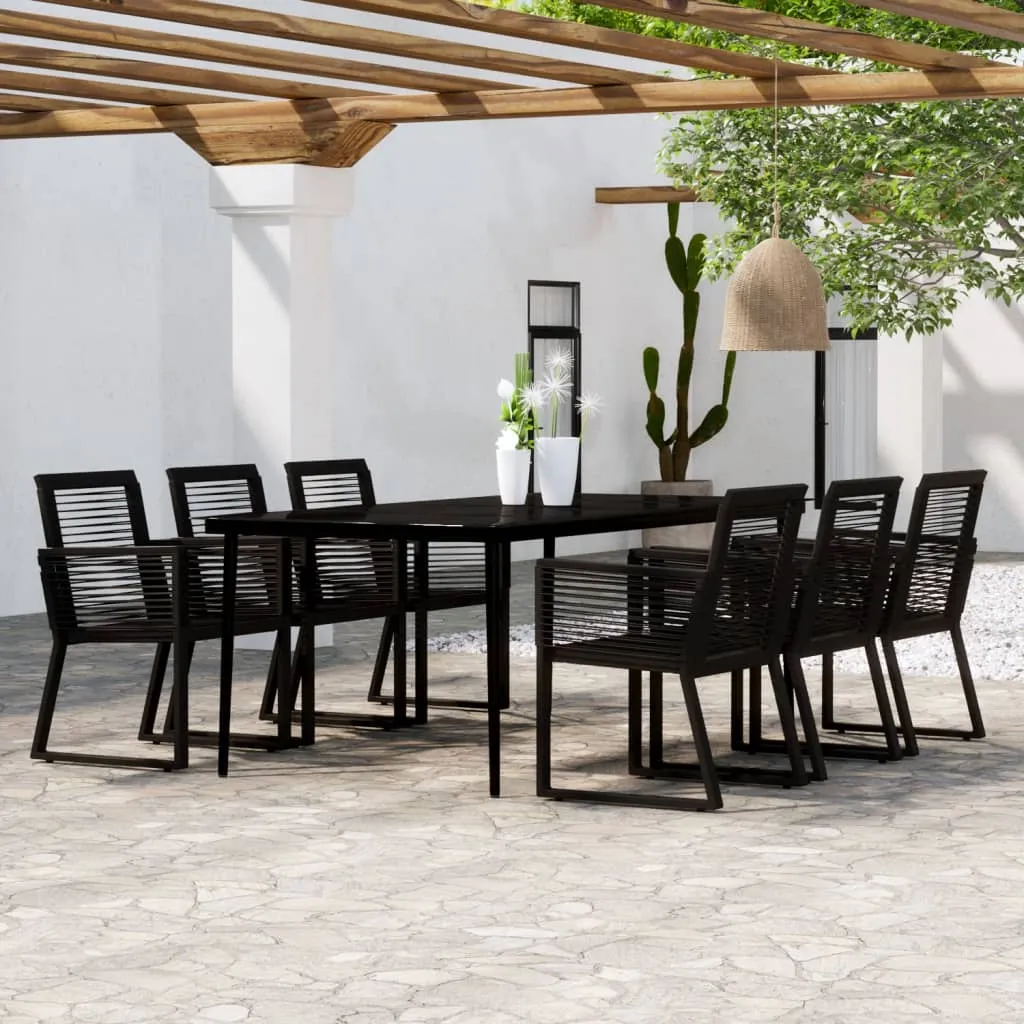 vidaXL Set Mobili da Pranzo per Giardino 7 pz Nero