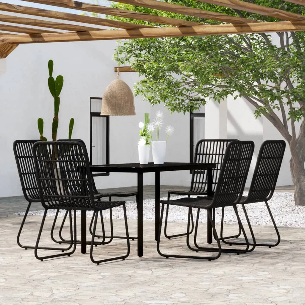 vidaXL Set Mobili da Pranzo per Giardino 7 pz Nero