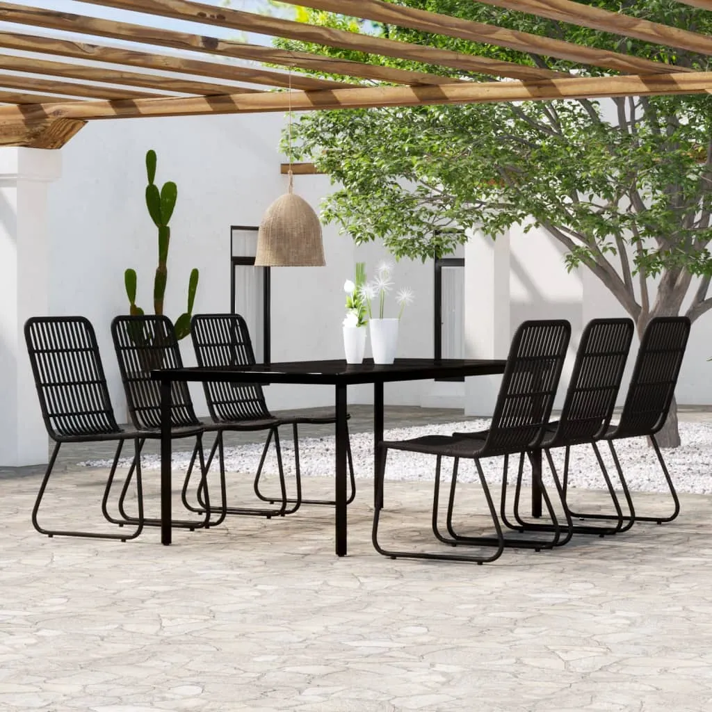 vidaXL Set da Pranzo per Giardino 7 pz con Cuscini Nero