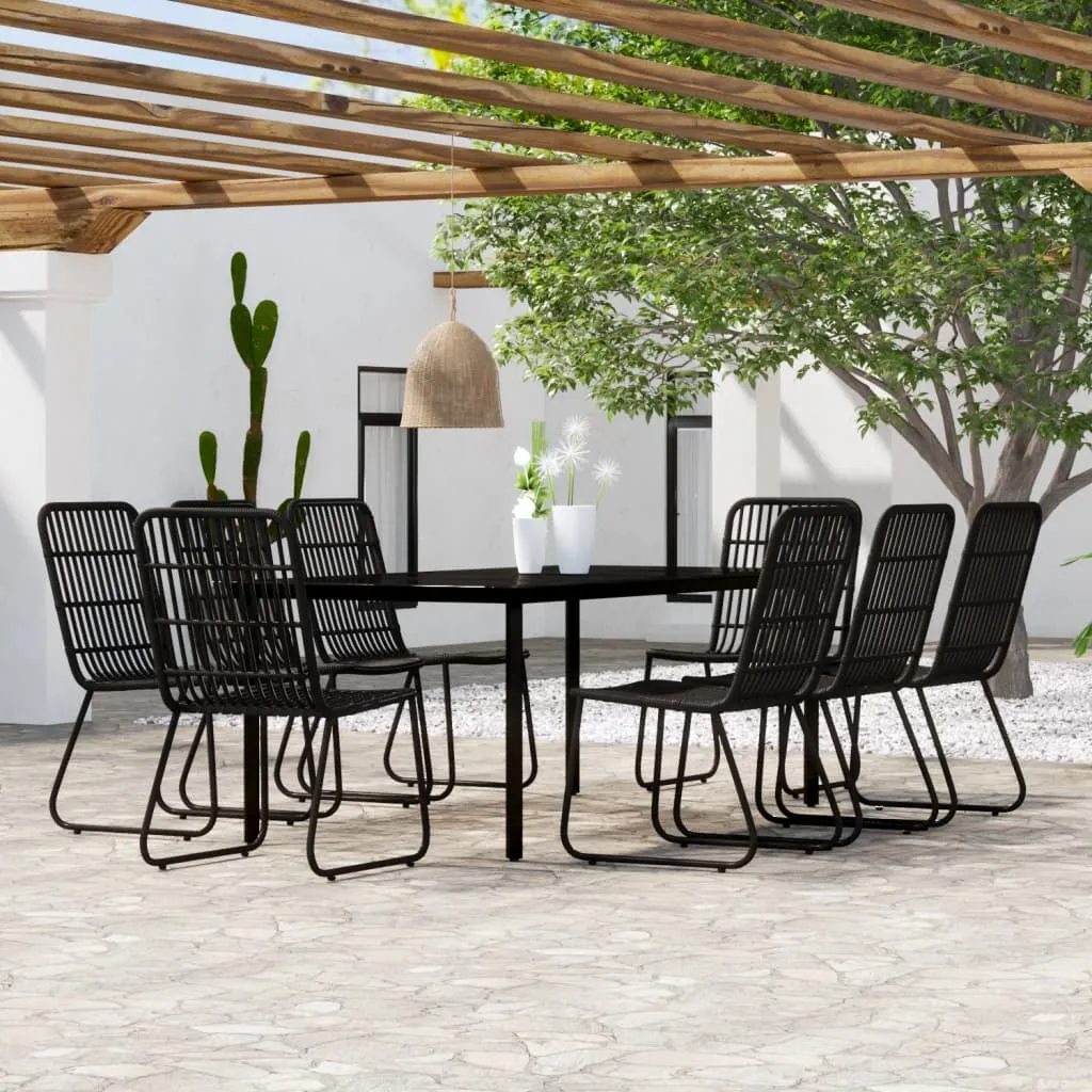 vidaXL Set da Pranzo per Giardino 9 pz con Cuscini Nero