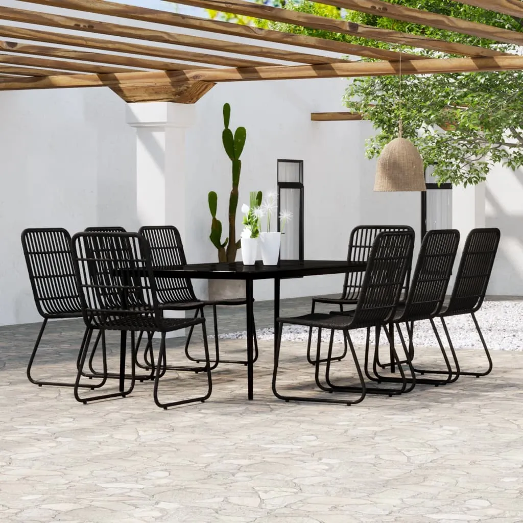 vidaXL Set da Pranzo per Giardino 9 pz con Cuscini Nero