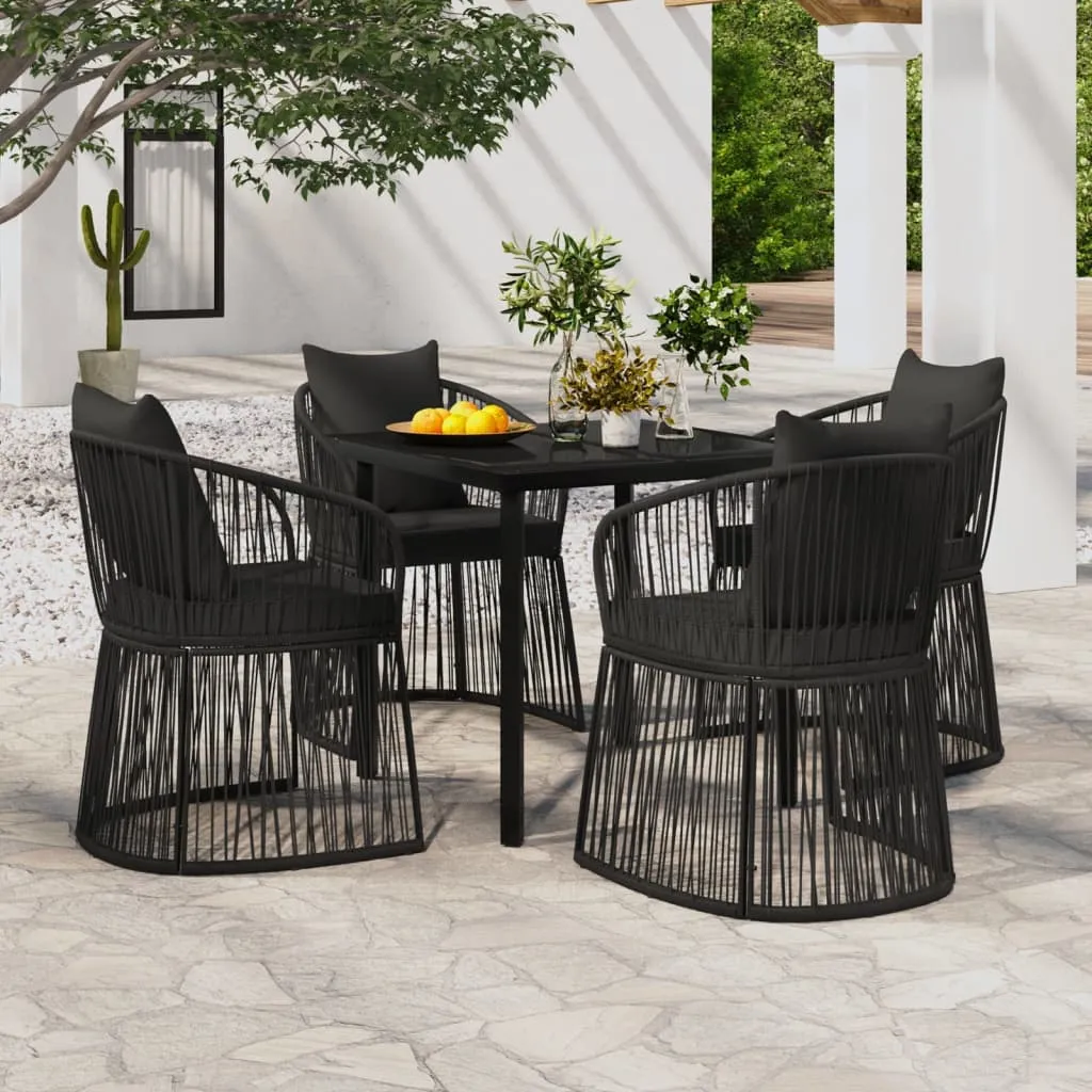 vidaXL Set da Pranzo da Giardino 5 pz con Cuscini Nero