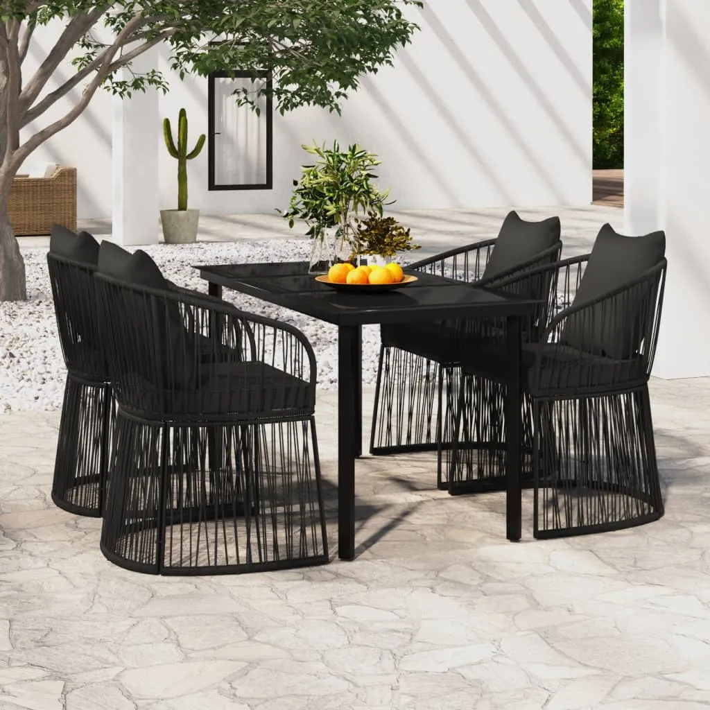 vidaXL Set da Pranzo da Giardino 5 pz con Cuscini Nero