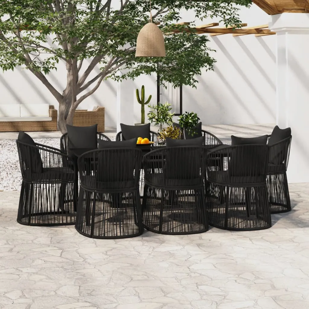 vidaXL Set da Pranzo per Giardino 9 pz con Cuscini Nero