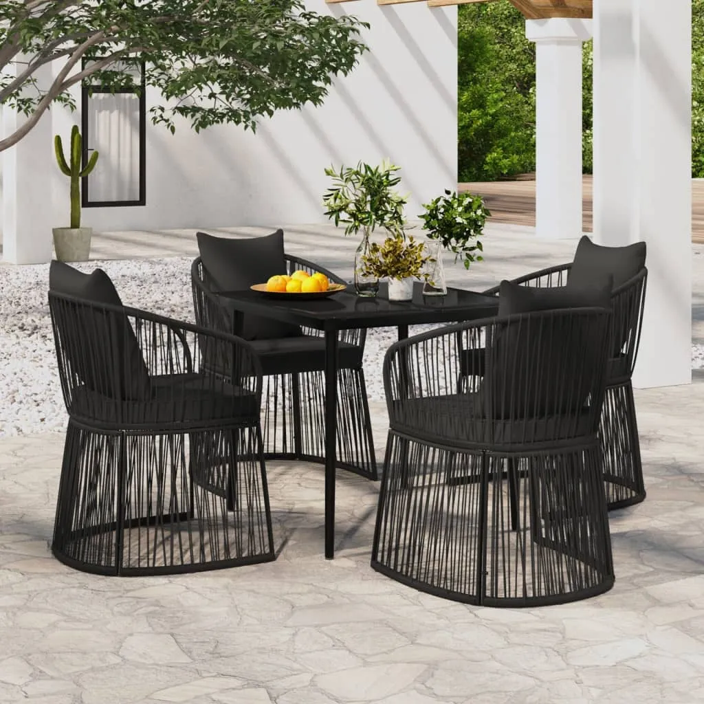 vidaXL Set da Pranzo da Giardino 5 pz con Cuscini Nero