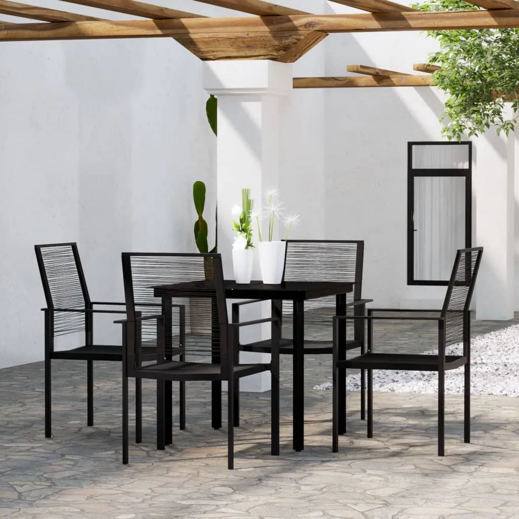 vidaXL Set Mobili da Pranzo per Giardino 5 pz Nero