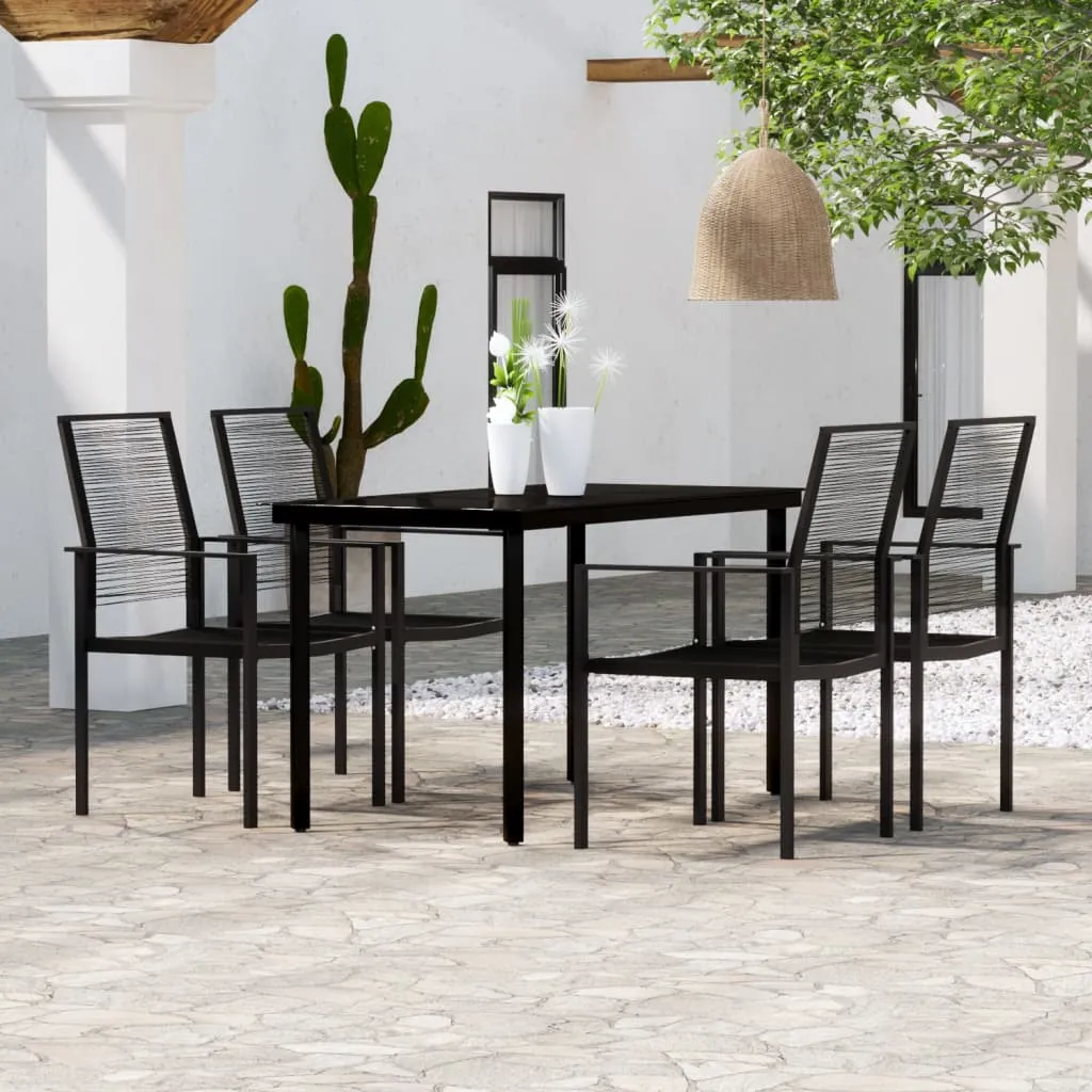 vidaXL Set da Pranzo da Giardino 5 pz Nero