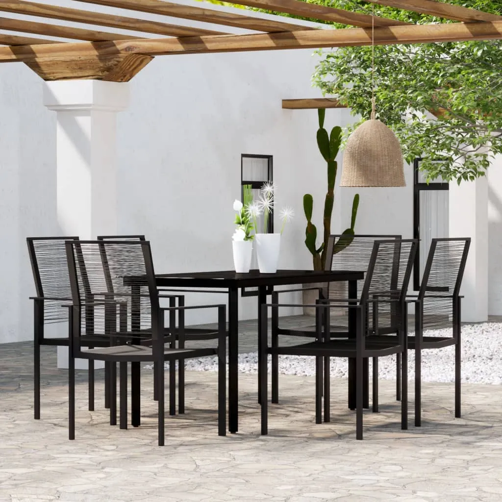 vidaXL Set da Pranzo da Giardino 7 pz Nero