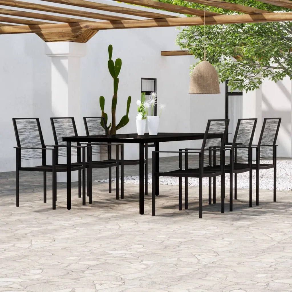 vidaXL Set Mobili da Pranzo da Giardino 7 pz Nero