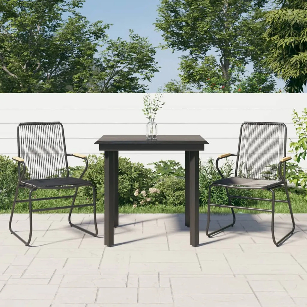 vidaXL Set da Pranzo da Giardino 3 pz Nero in Rattan PVC