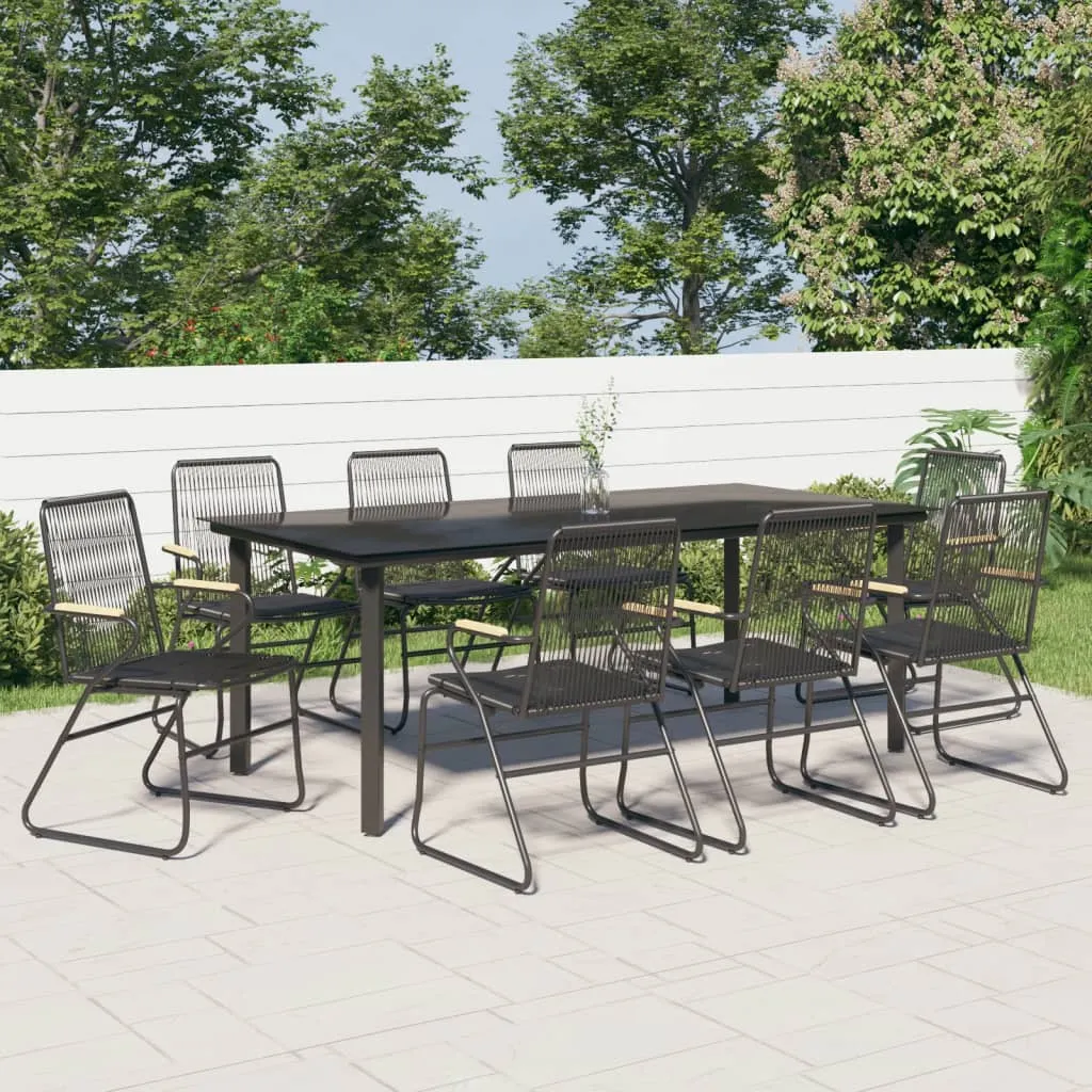 vidaXL Set da Pranzo da Giardino 9 pz Nero in Rattan PVC