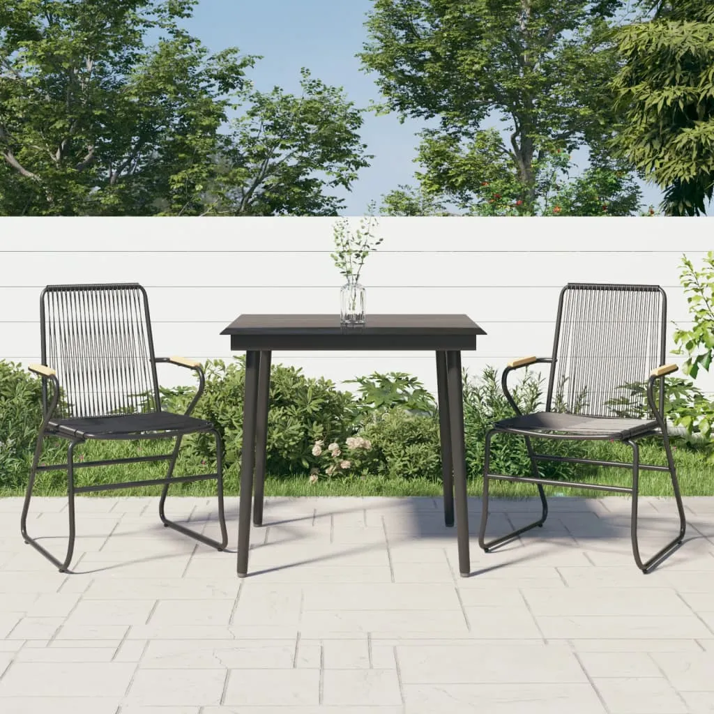 vidaXL Set da Pranzo da Giardino 3 pz Nero in Rattan PVC