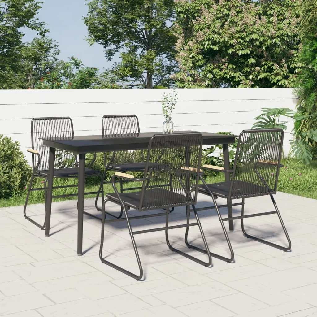 vidaXL Set da Pranzo da Giardino 5 pz Nero in Rattan PVC