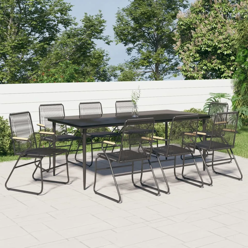 vidaXL Set da Pranzo da Giardino 9 pz Nero in Rattan PVC