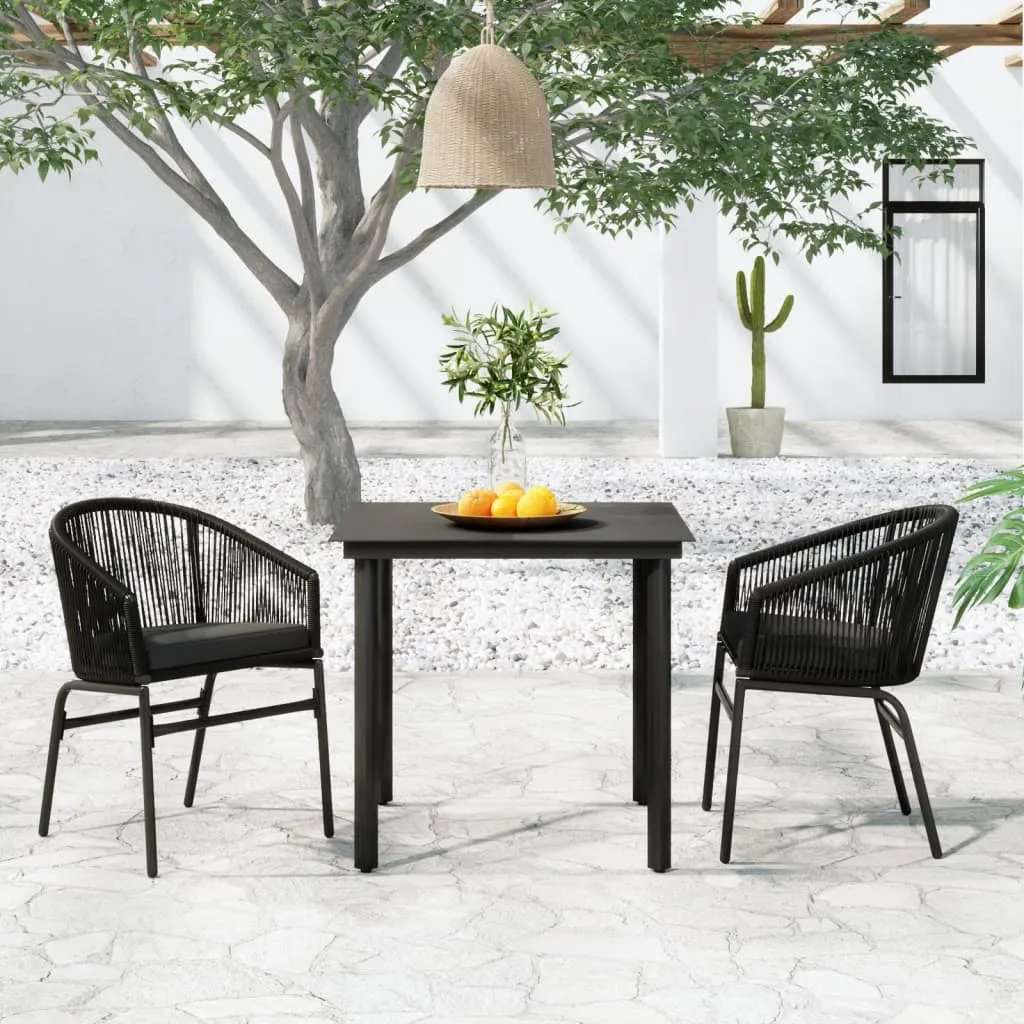 vidaXL Set Mobili da Pranzo per Giardino 3 pz Nero