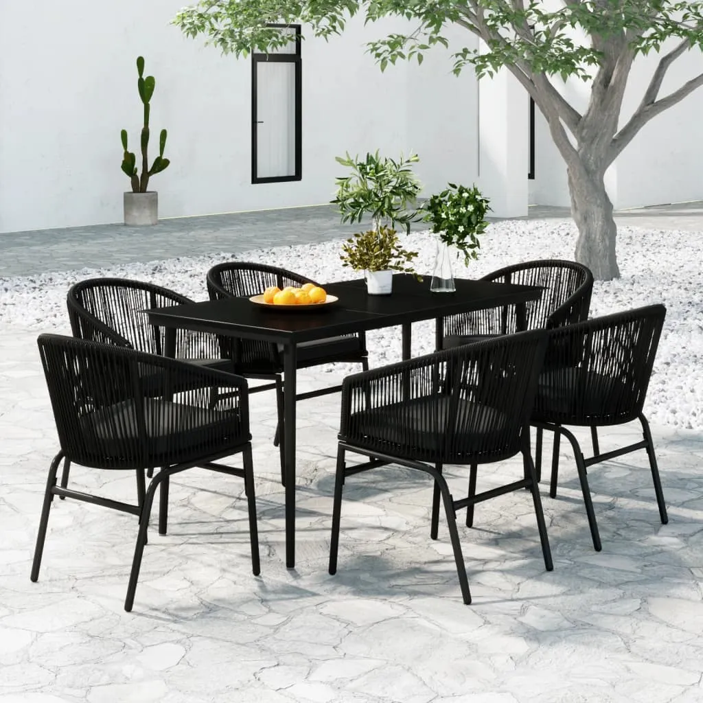 vidaXL Set Mobili da Pranzo per Giardino 7 pz Nero