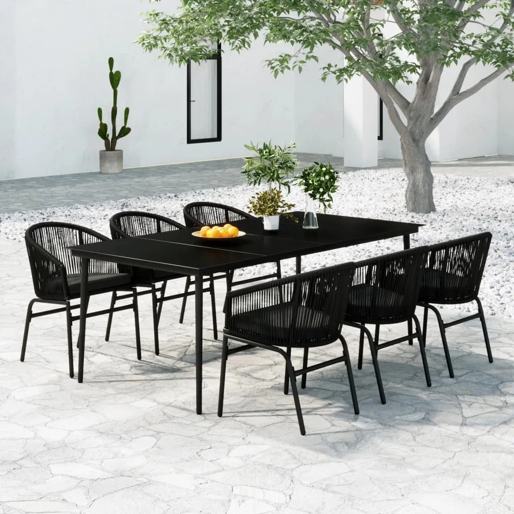 vidaXL Set da Pranzo da Giardino 7 pz Nero