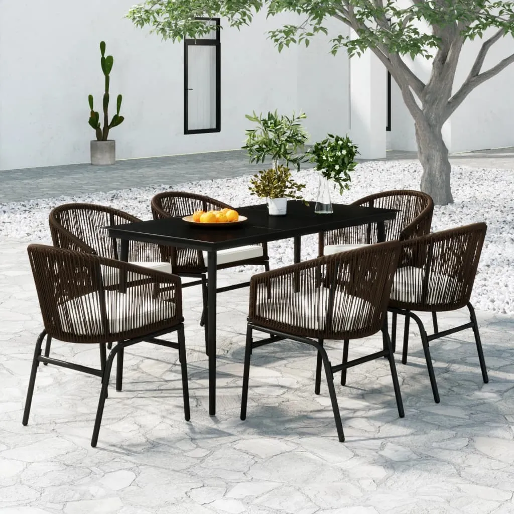 vidaXL Set Mobili da Pranzo per Giardino 7 pz Marrone