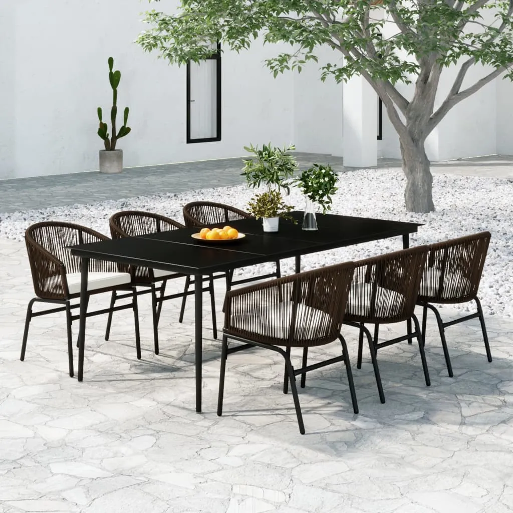 vidaXL Set Mobili da Pranzo da Giardino 7 pz Marrone