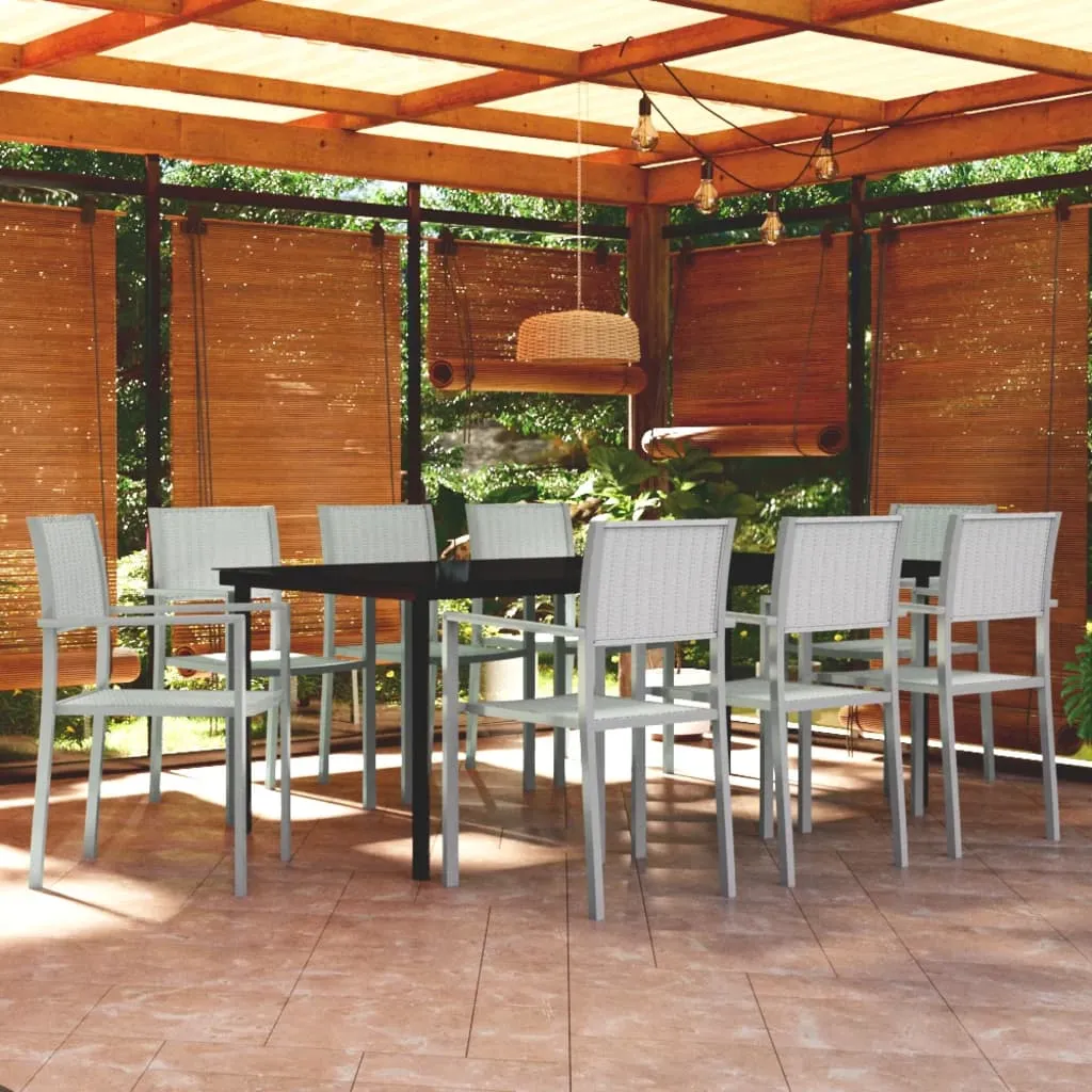 vidaXL Set da Pranzo da Giardino 9 pz Bianco