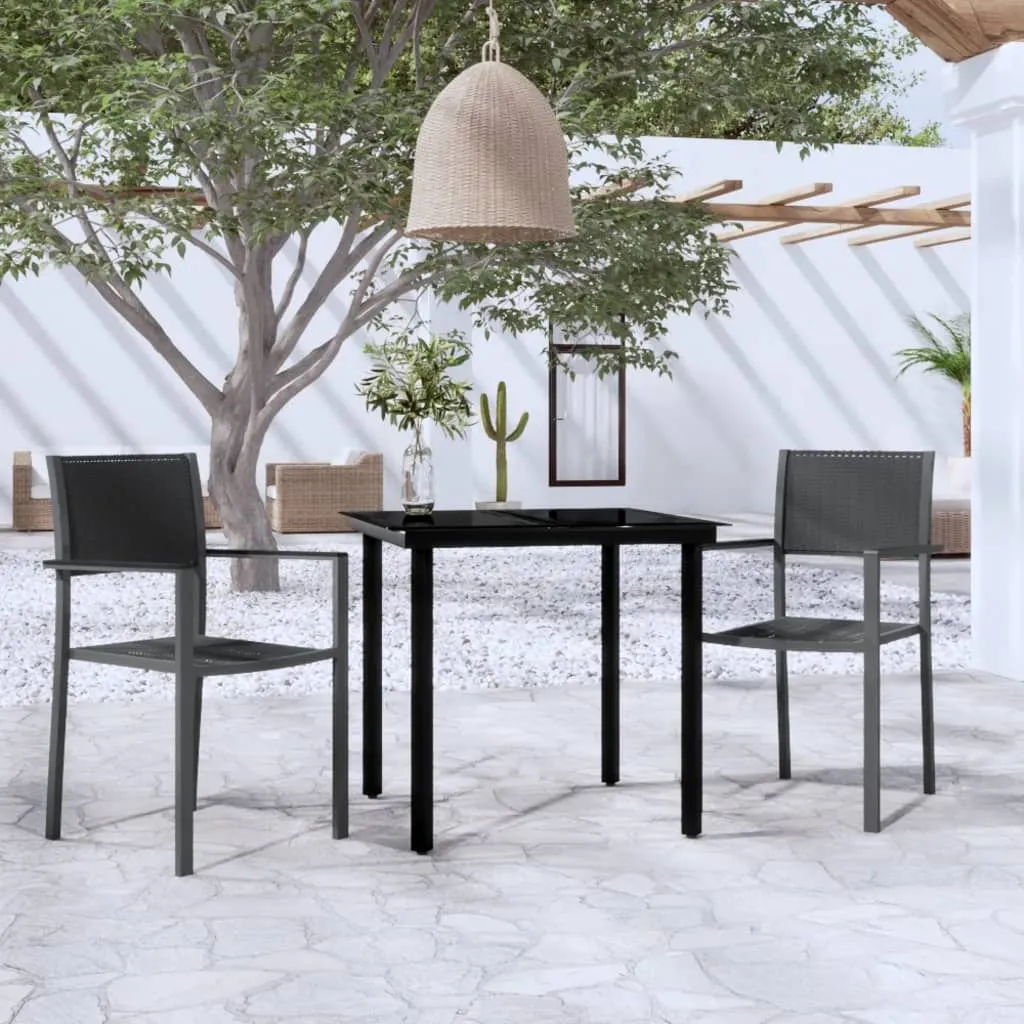 vidaXL Set Mobili da Pranzo per Giardino 3 pz Nero