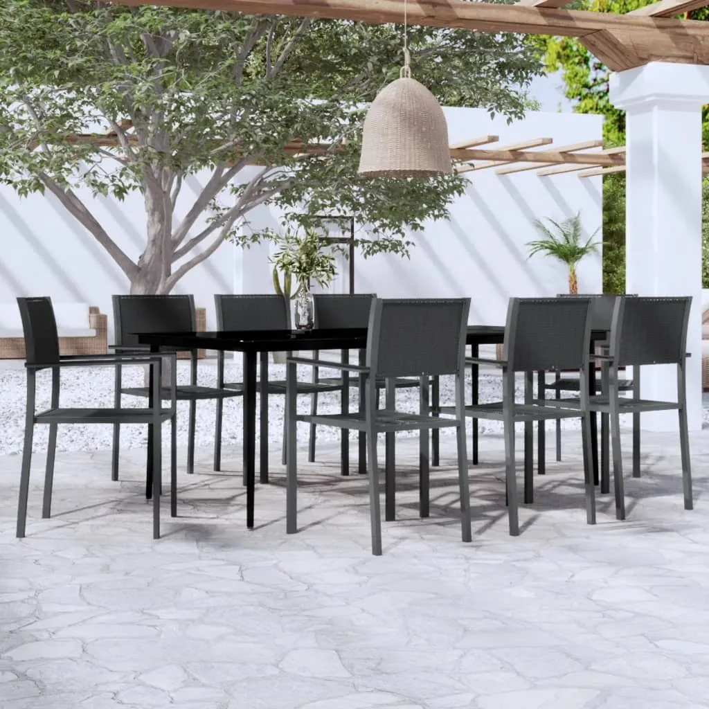 vidaXL Set da Pranzo da Giardino 9 pz Nero