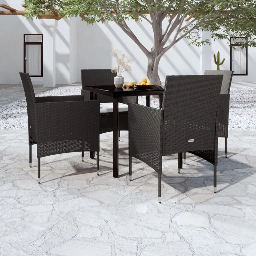 vidaXL Set da Pranzo da Giardino 5 pz con Cuscini Nero