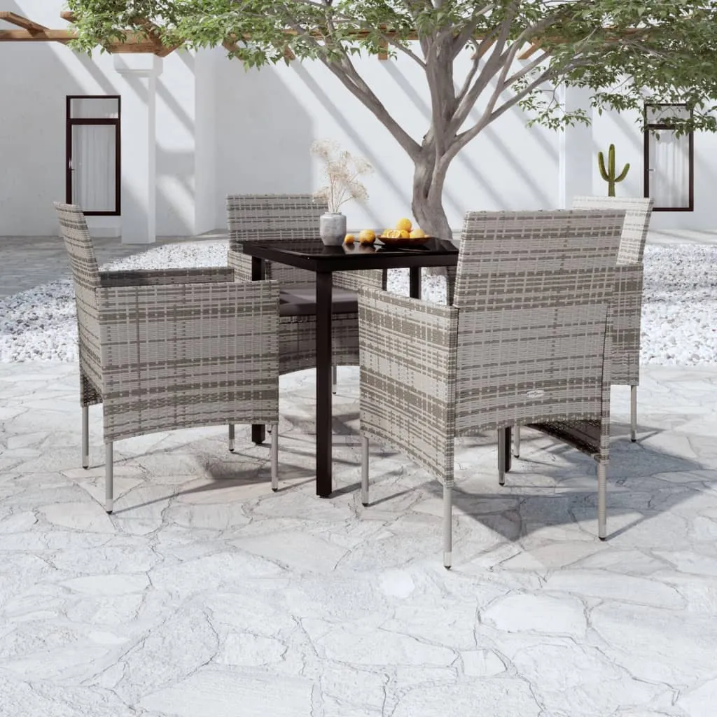 vidaXL Set da Pranzo da Giardino 5 pz con Cuscini Grigio e Nero