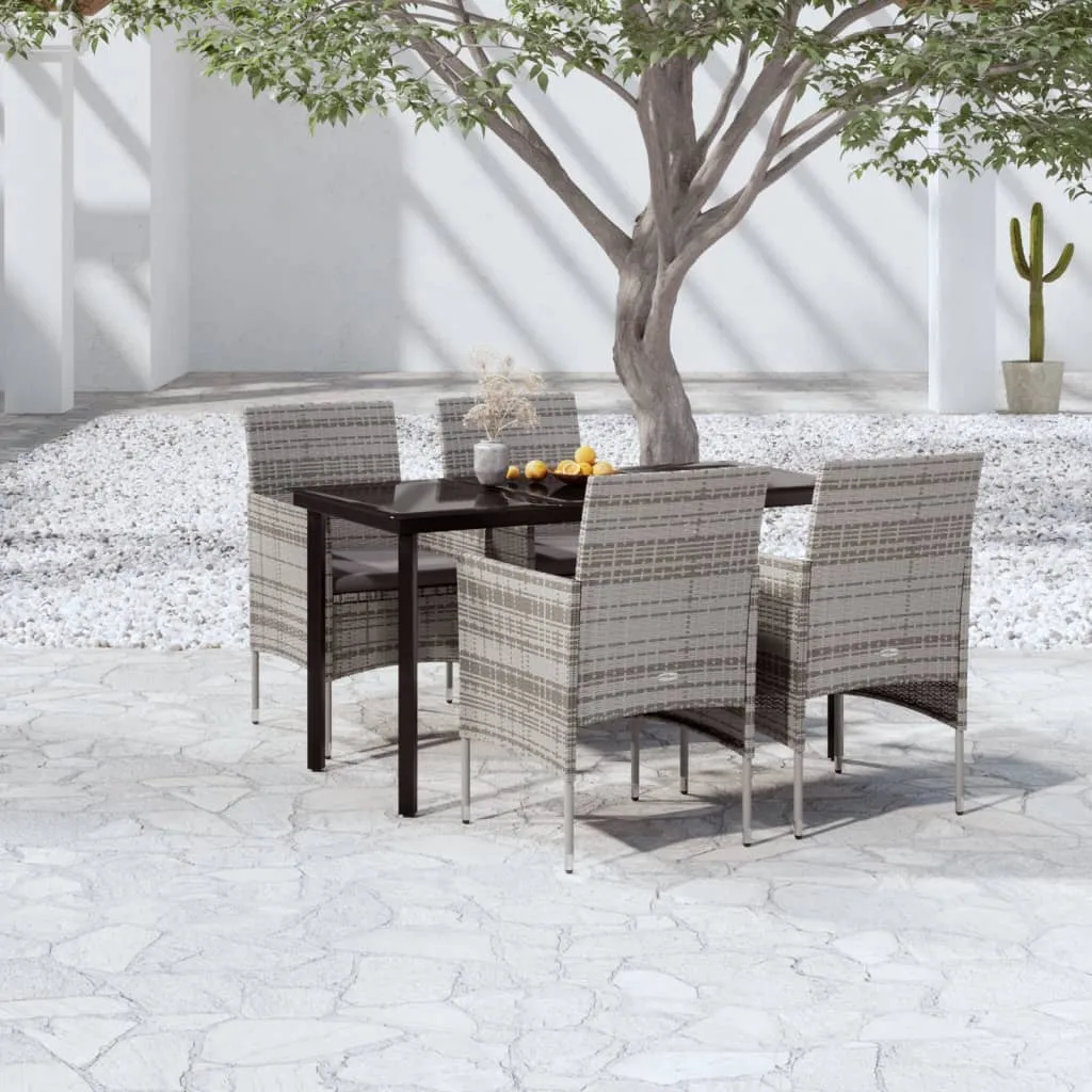 vidaXL Set da Pranzo da Giardino 5 pz con Cuscini Grigio e Nero