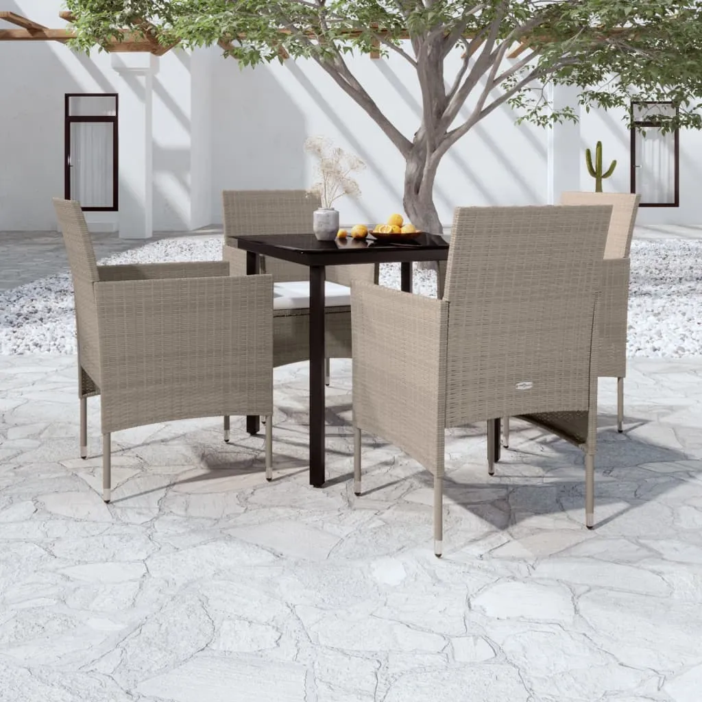 vidaXL Set da Pranzo da Giardino 5 pz con Cuscini Beige e Nero