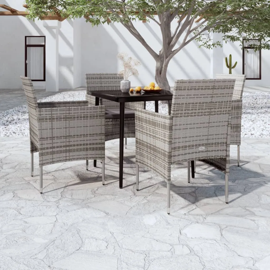 vidaXL Set da Pranzo da Giardino 5 pz con Cuscini Grigio e Nero