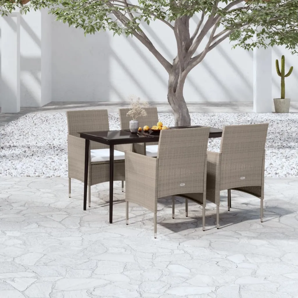 vidaXL Set da Pranzo da Giardino 5 pz con Cuscini Beige e Nero