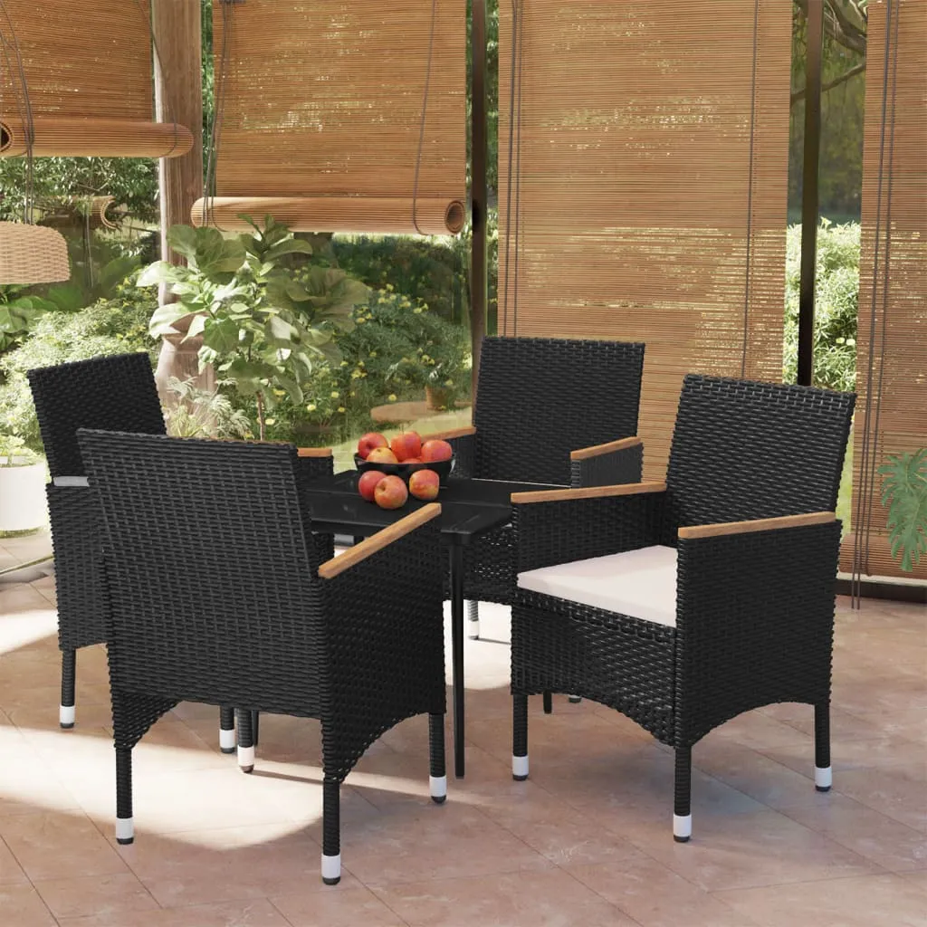 vidaXL Set da Pranzo da Giardino 5 pz con Cuscini Nero