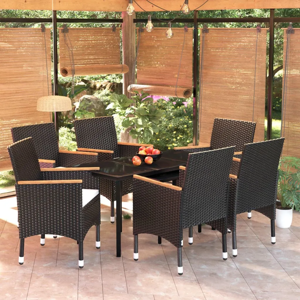 vidaXL Set da Pranzo da Giardino 7 pz con Cuscini Nero