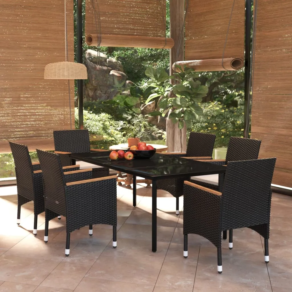 vidaXL Set da Pranzo da Giardino 7 pz con Cuscini Nero