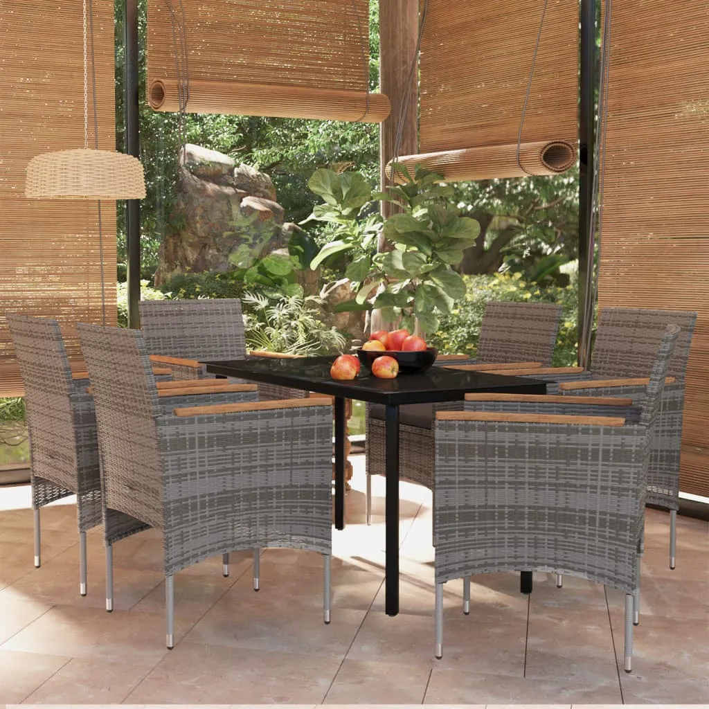 vidaXL Set da Pranzo da Giardino 7 pz con Cuscini Grigio e Nero