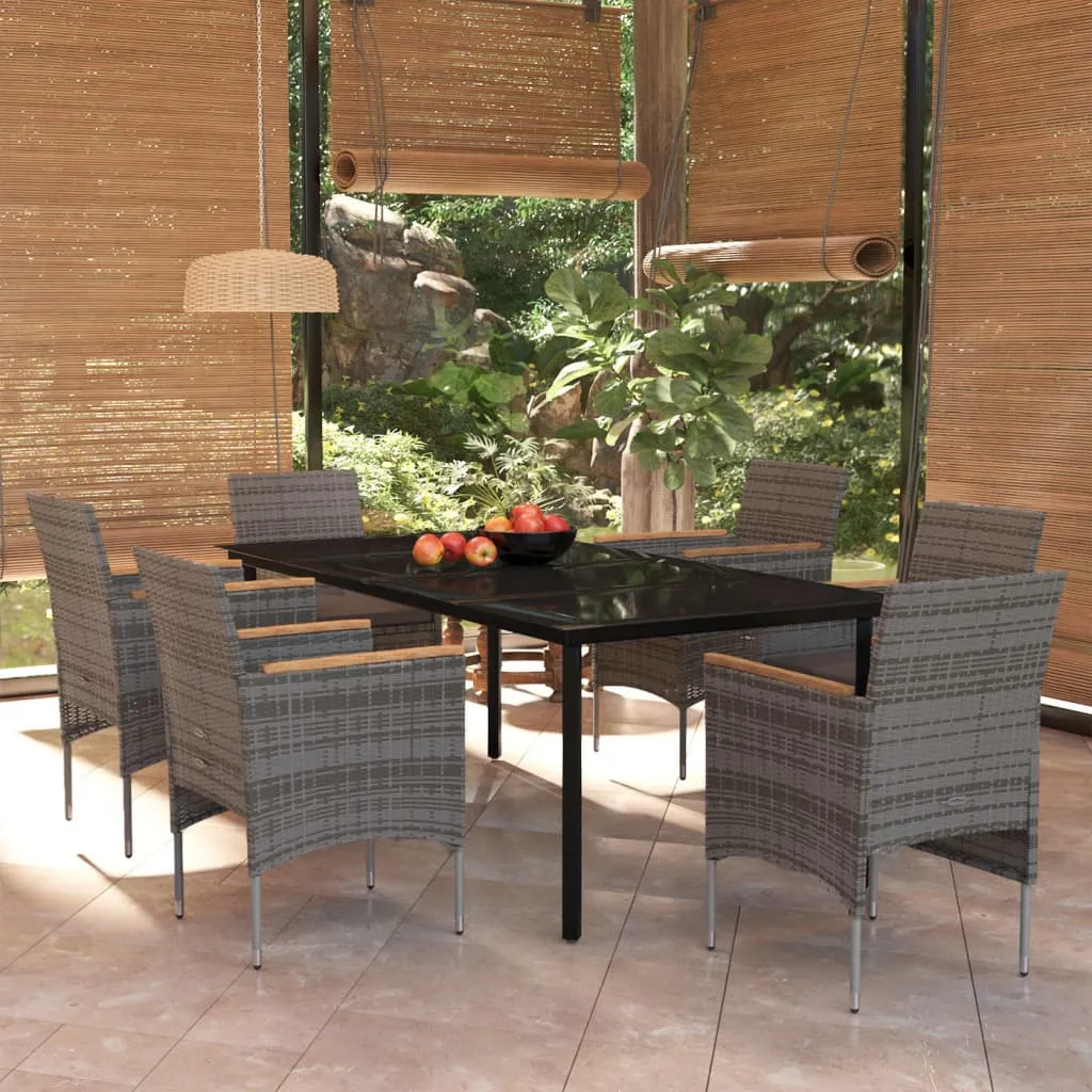 vidaXL Set da Pranzo da Giardino 7 pz con Cuscini Grigio e Nero