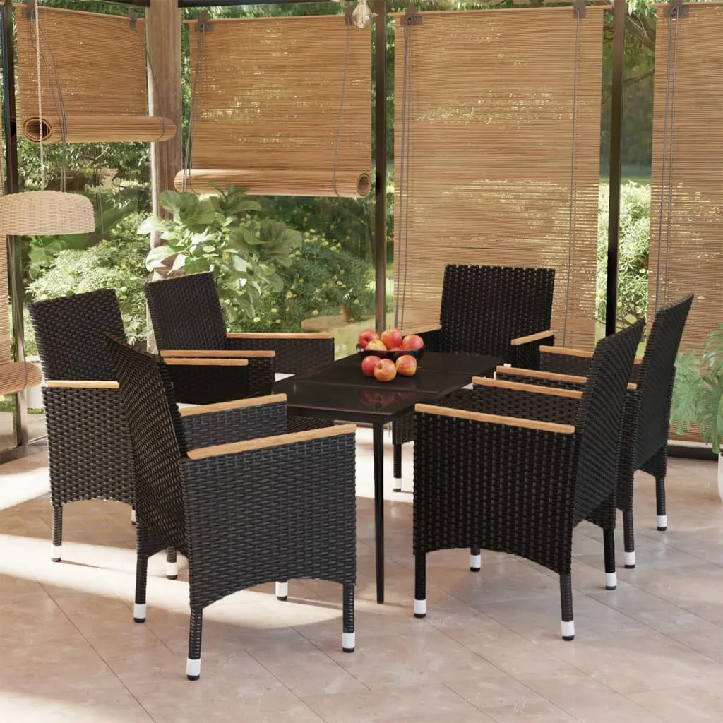 vidaXL Set da Pranzo da Giardino 7 pz con Cuscini Nero