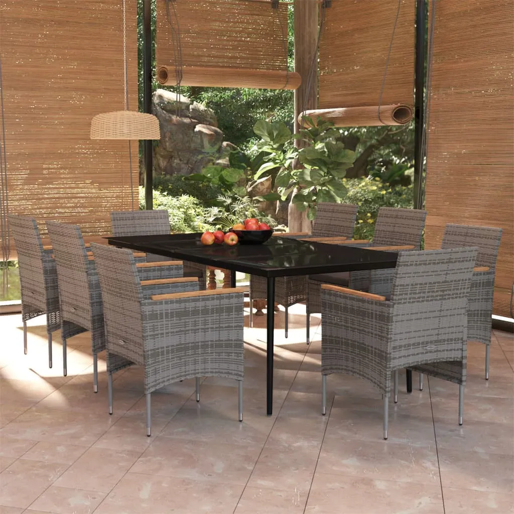 vidaXL Set da Pranzo per Giardino 9 pz con Cuscini Grigio e Nero