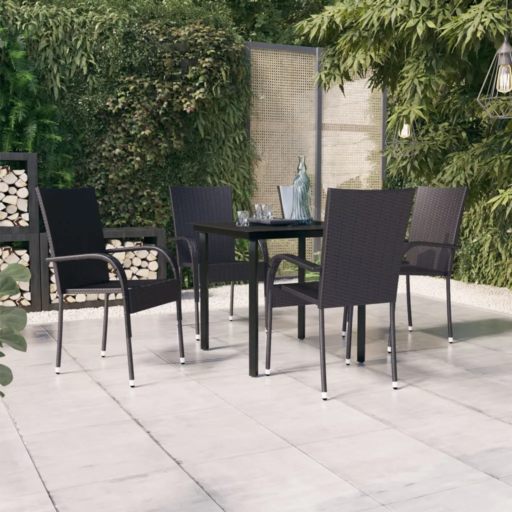 vidaXL Set Mobili da Pranzo per Giardino 5 pz Nero