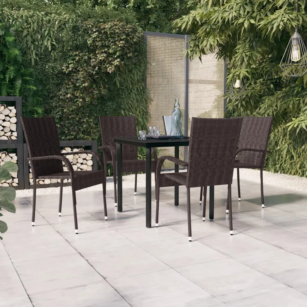 vidaXL Set da Pranzo da Giardino 5 pz Marrone e Nero