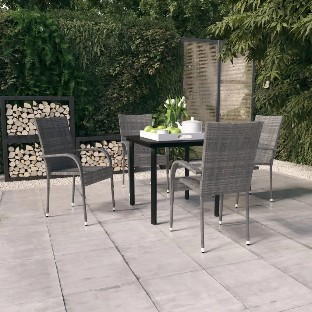 vidaXL Set Mobili da Pranzo per Giardino 5 pz Grigio e Nero