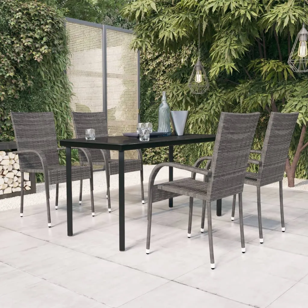 vidaXL Set Mobili da Pranzo per Giardino 5 pz Grigio e Nero