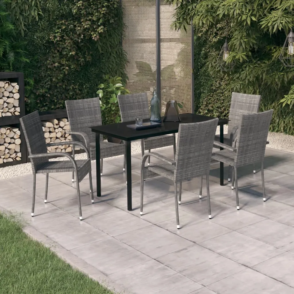 vidaXL Set da Pranzo per Giardino 7 pz con Cuscini Grigio e Nero