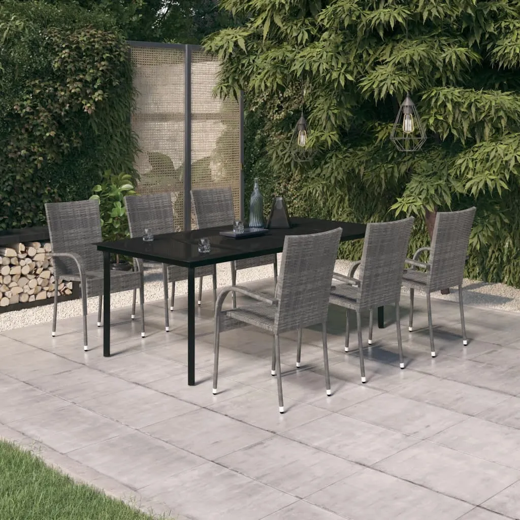 vidaXL Set da Pranzo per Giardino 7 pz con Cuscini Grigio e Nero