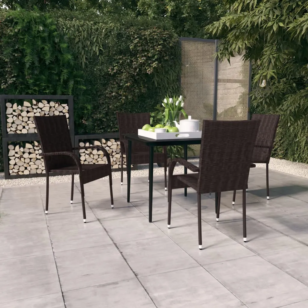 vidaXL Set da Pranzo per Giardino 5 pz Marrone e Nero