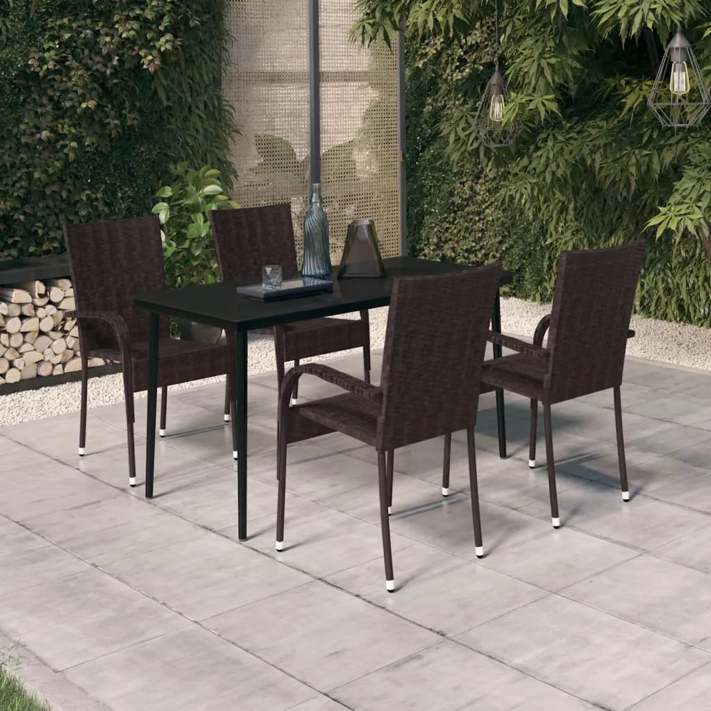 vidaXL Set da Pranzo da Giardino 5 pz Marrone e Nero