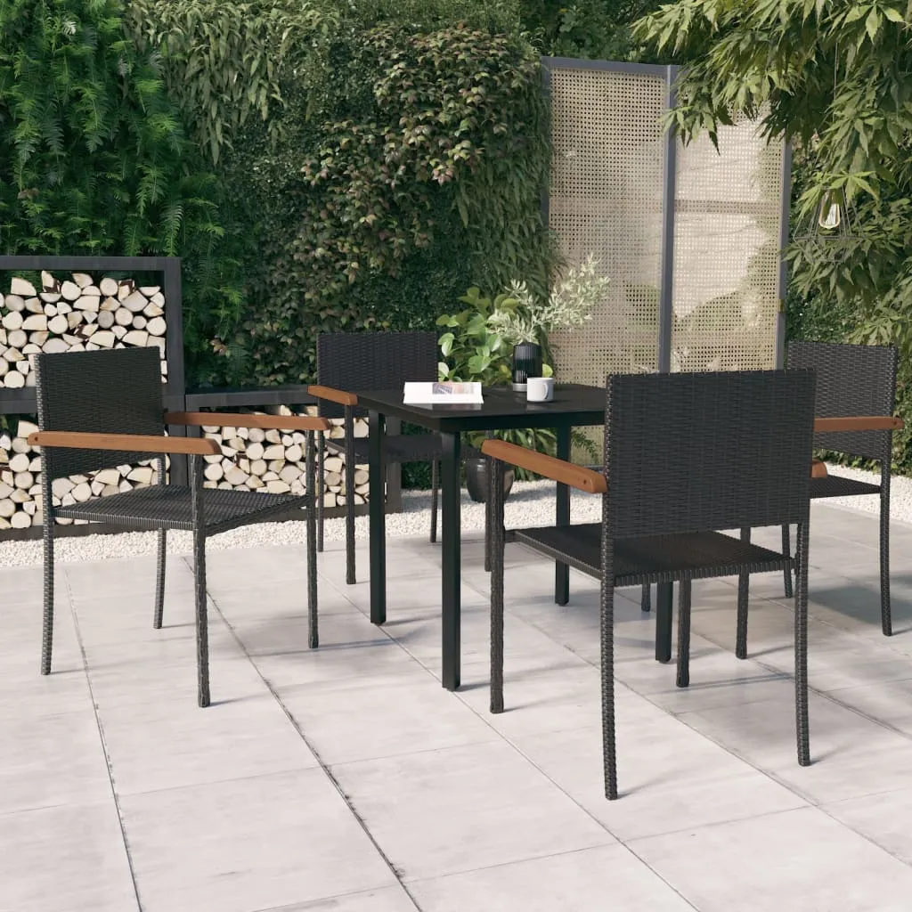 vidaXL Set da Pranzo da Giardino 5 pz Nero